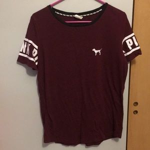 Victoria secret pink, Burgundy tee shirt - med